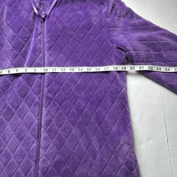 Celestial Dreams Vintage Robe Housecoat M Purple Fleece Zip Long Sleeve Pockets - Picture 4 of 6